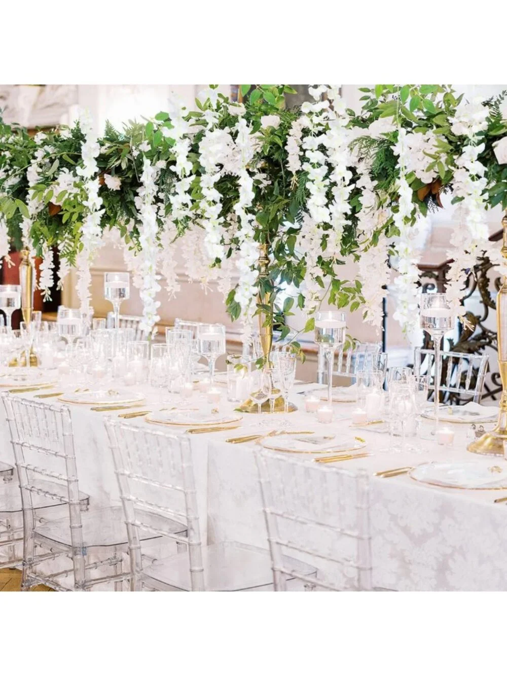 24 Pack Fake Wisteria Vine Hanging Garland Silk Flowers for Home Wedding Decor